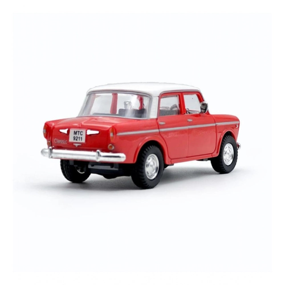 Plastic Toy Model Fiat Openable Doors Pull Back Action Collectible Car (Red)