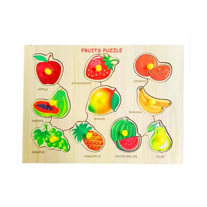 Wooden Educational Learning Fruits Puzzle Board  (Wood Color)