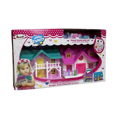 Plastic Dollhouse For Girls 2 Room Set (Pink)