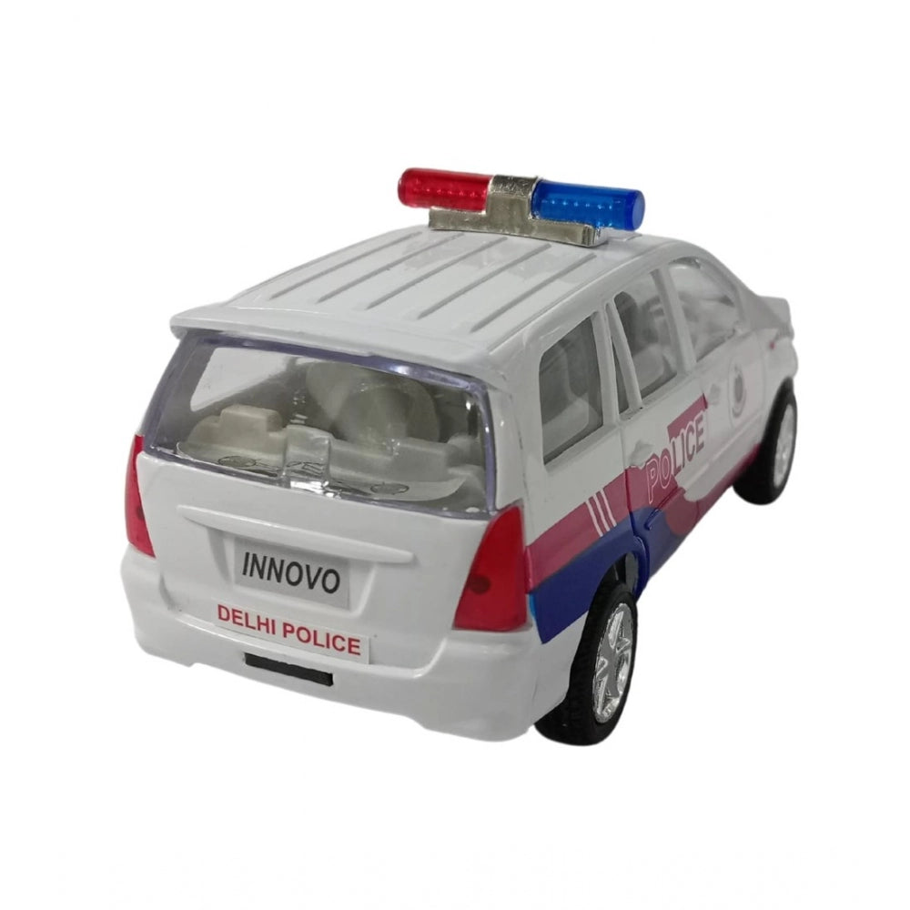 Plastic Innova Crysta Pull Back Police Car For Kids  (White)