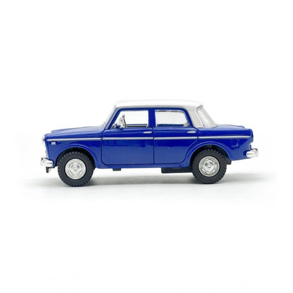 Plastic Old Model Fiat Openable Doors Pull Back Action Collectible Car For Kids (Blue)