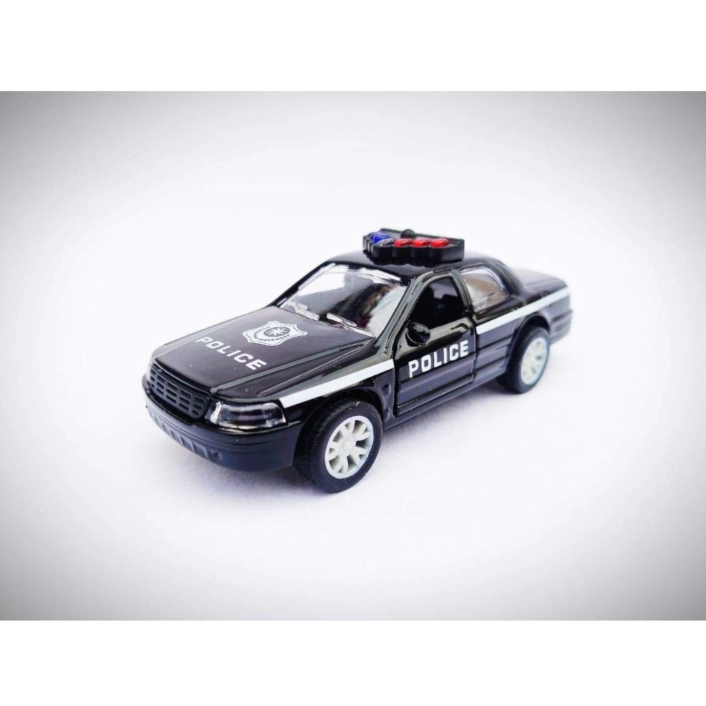 Plastic Diecast Metal Pullback Police Car (Red)