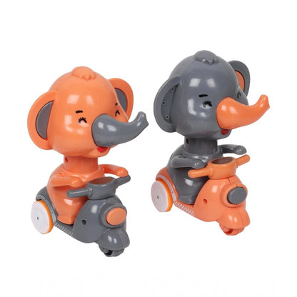 Plastic Elephant Push And Go Friction Toy For Kids (Orange)