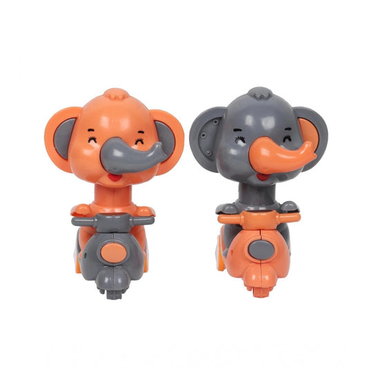 Plastic Elephant Push And Go Friction Toy For Kids (Orange)