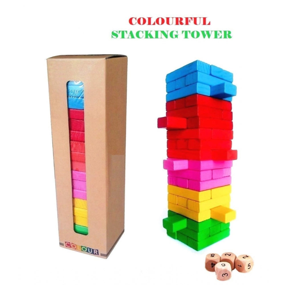 Wood Wooden Building Blocks Game 48 Pcs Set (Assorted)