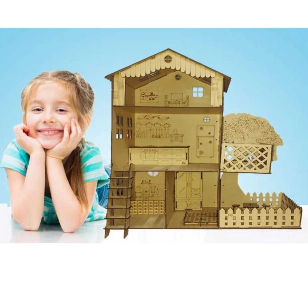 Plastic Dollhouse For Girls With Furniture (Assorted)