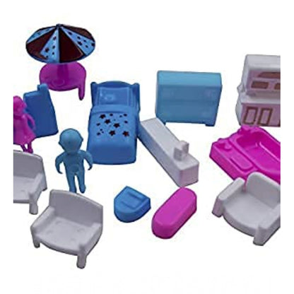 Plastic Dollhouse For Girls With Furniture (Multicolor)