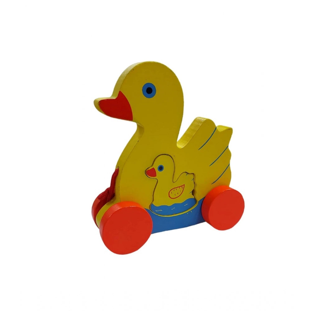 Wooden Toddlers Duck Pull Toy For Babies (Multicolor)