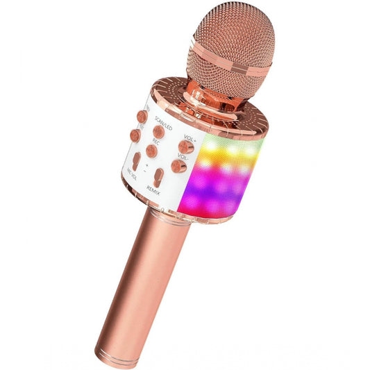 Metal Wireless Bluetooth Microphone With Led Lights  Portable Handheld Mic Speaker For Kids (Assorted)