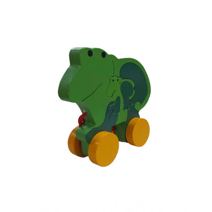 Wooden Pull Along Toy For Babies  Toddlers Frog (Multicolor)