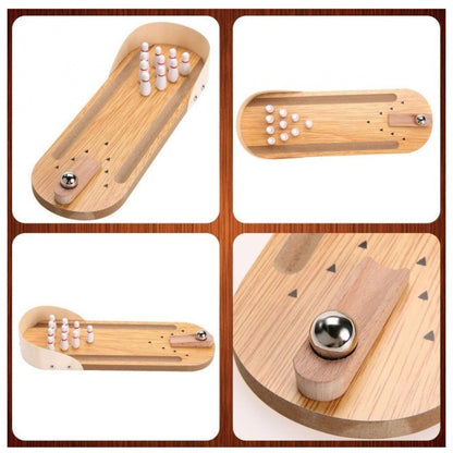 Wood  Mini Fun Wooden Bowling Game (Wood Color)