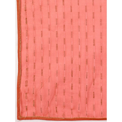 Women's Linen Line Saree With Unstitched Blouse (Orange, 5-6 Mtrs)