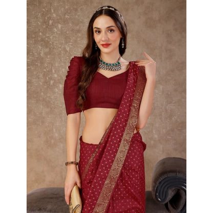 Women's Vichitra Bandhini Saree With Unstitched Blouse (Maroon, 5-6 Mtrs)