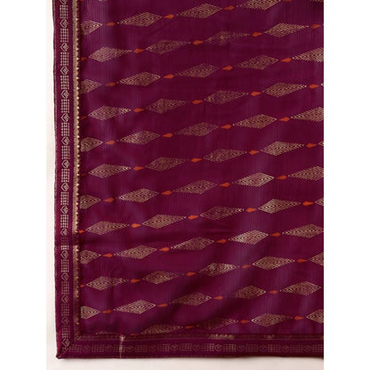 Women's Zomto Laheriya Saree With Unstitched Blouse (Wine, 5-6 Mtrs)