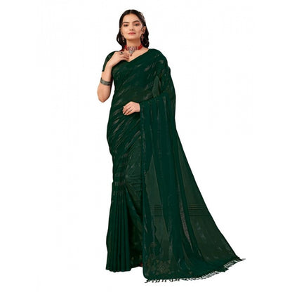 Women's Chiffon Fabric Line Saree With Unstitched Blouse (Green, 5-6 Mtrs)