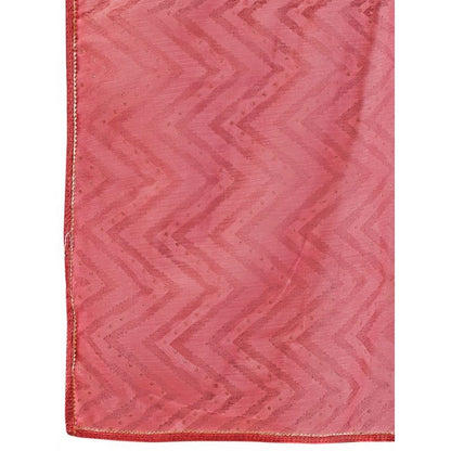 Women's Linen Zig Zag Saree With Unstitched Blouse (Pink, 5-6 Mtrs)