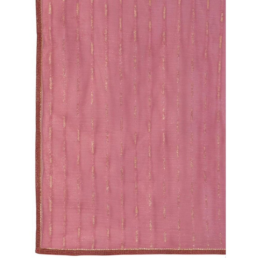 Women's Linen Line Saree With Unstitched Blouse (Purple, 5-6 Mtrs)