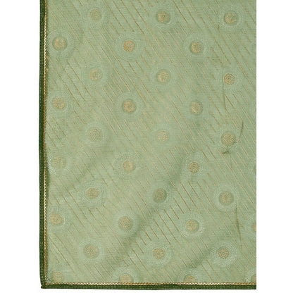 Women's Linen Gola Printed Saree With Unstitched Blouse (Green, 5-6 Mtrs)