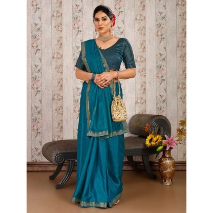 Women's Vichitra Swiroshki Butta Saree With Unstitched Blouse (Blue, 5-6 Mtrs)