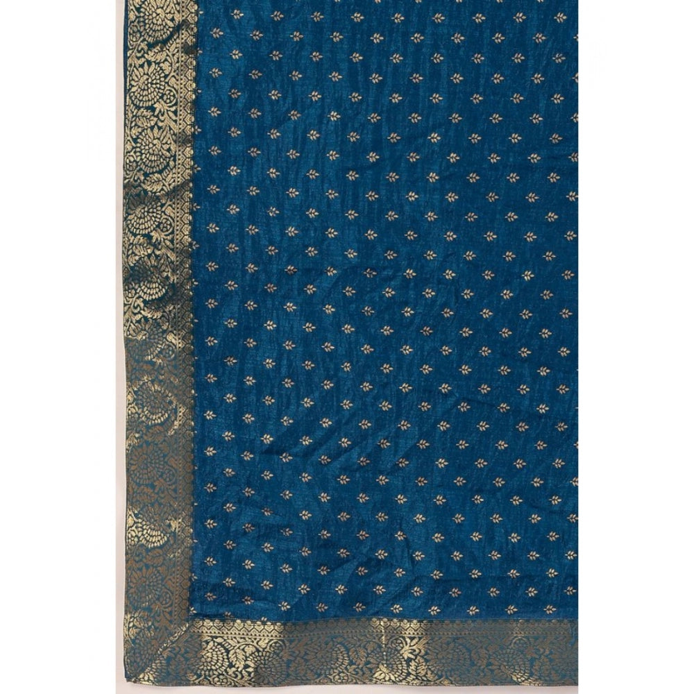 Women's Vichitra Bandhini Saree With Unstitched Blouse (Blue, 5-6 Mtrs)