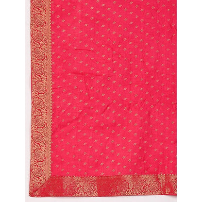 Women's Vichitra Bandhini Saree With Unstitched Blouse (Pink, 5-6 Mtrs)