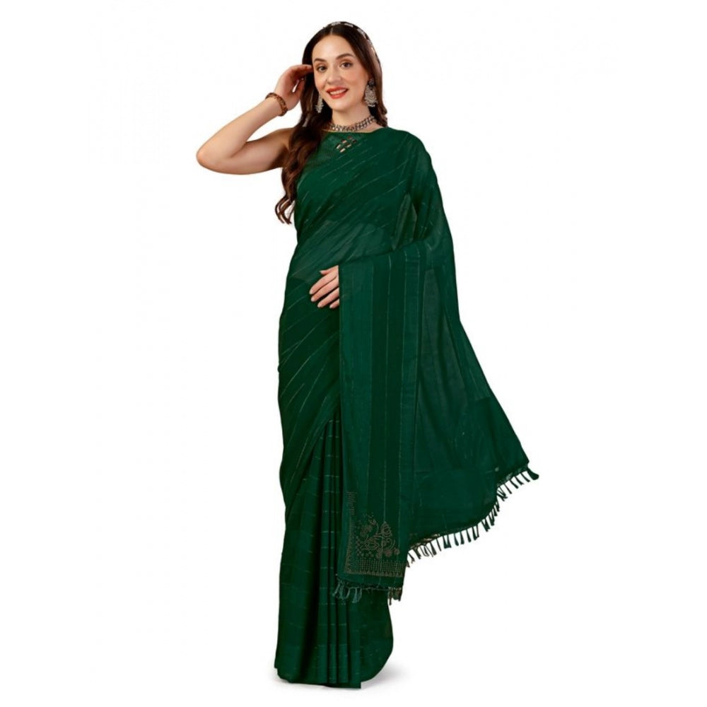 Women's Chiffon Fabric Line Saree With Unstitched Blouse (Green, 5-6 Mtrs)