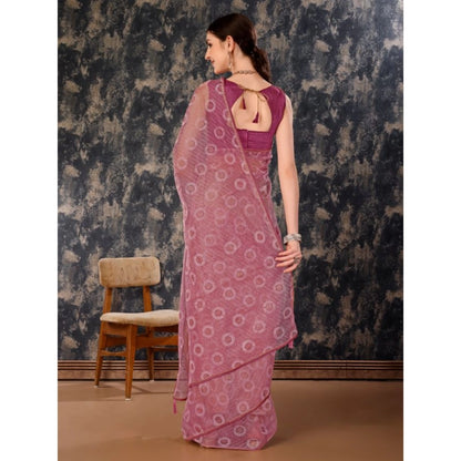 Women's Linen Gola Printed Saree With Unstitched Blouse (Purple, 5-6 Mtrs)