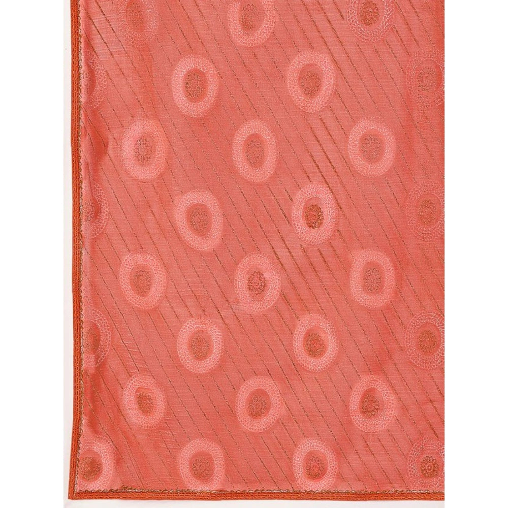 Women's Linen Gola Printed Saree With Unstitched Blouse (Orange, 5-6 Mtrs)