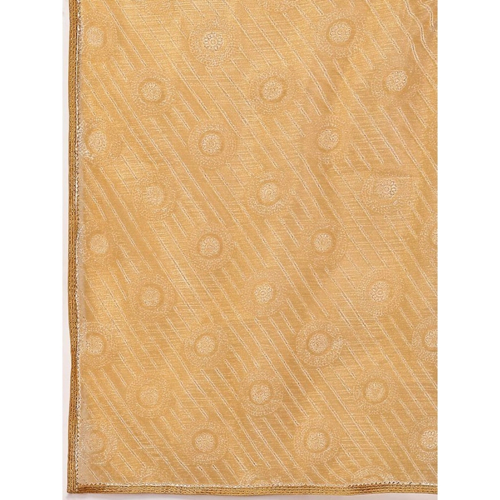 Women's Linen Gola Printed Saree With Unstitched Blouse (Beige, 5-6 Mtrs)