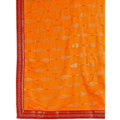 Women's Zomto Laheriya Saree With Unstitched Blouse (Yellow, 5-6 Mtrs)