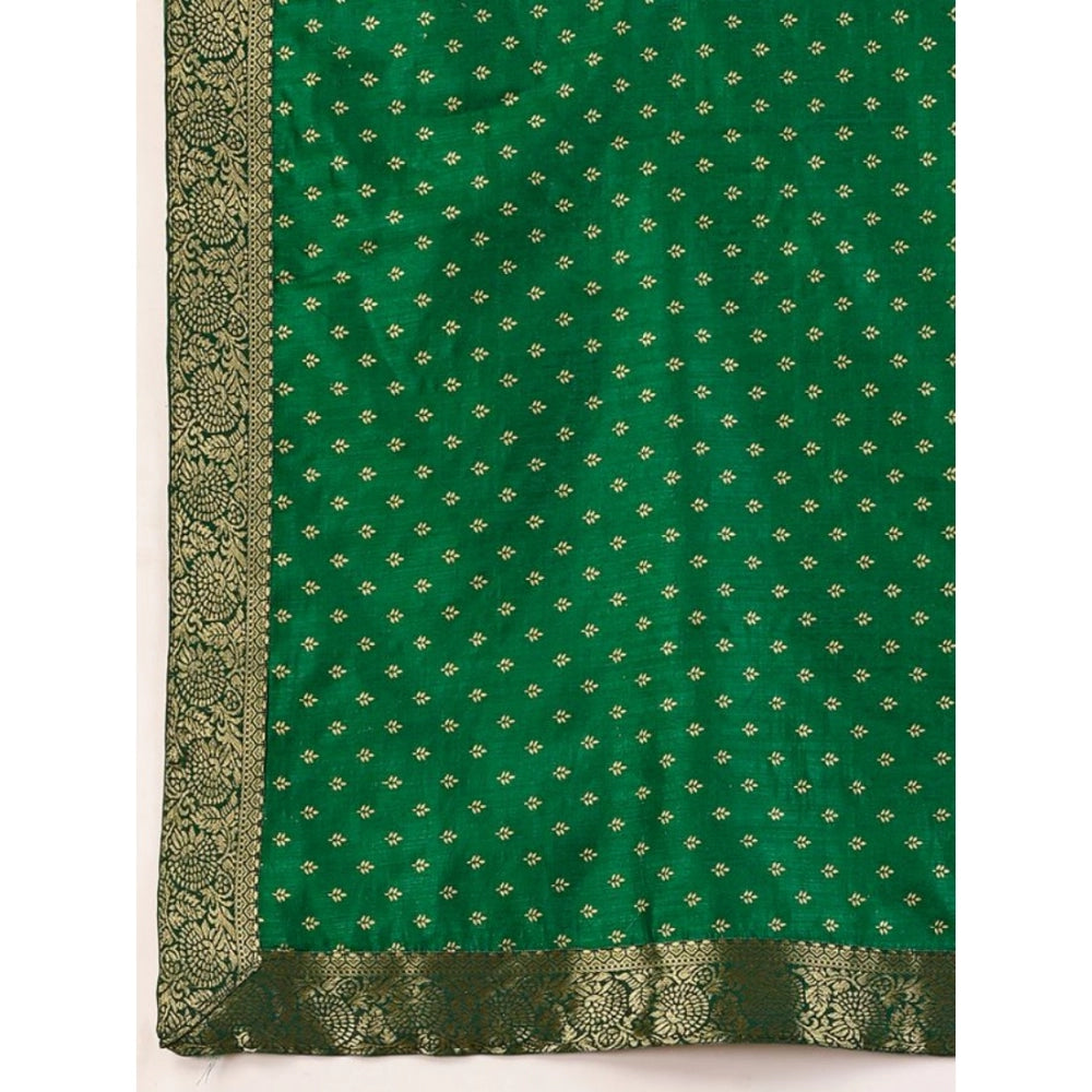 Women's Vichitra Bandhini Saree With Unstitched Blouse (Green, 5-6 Mtrs)