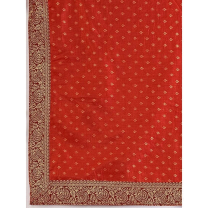 Women's Vichitra Bandhini Saree With Unstitched Blouse (Maroon, 5-6 Mtrs)