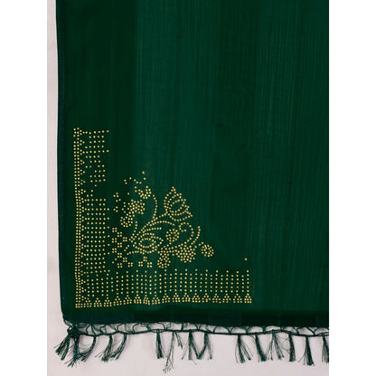 Women's Chiffon Fabric Line Saree With Unstitched Blouse (Green, 5-6 Mtrs)