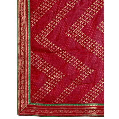 Women's Zomto Zig Zag Saree With Unstitched Blouse (Maroon, 5-6 Mtrs)