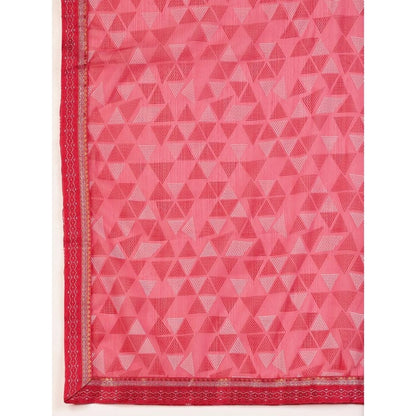 Women's Zomto Printed Saree With Unstitched Blouse (Dark Pink, 5-6 Mtrs)