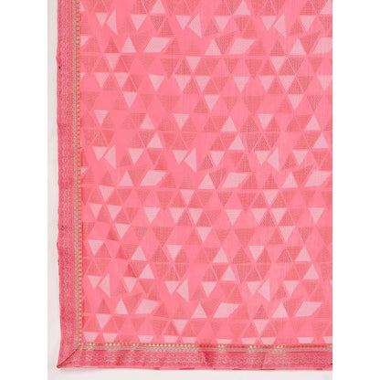 Women's Zomto Printed Saree With Unstitched Blouse (Pink, 5-6 Mtrs)