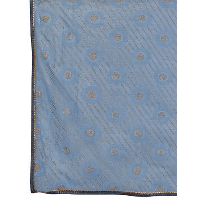 Women's Linen Line Saree With Unstitched Blouse (Sky Blue, 5-6 Mtrs)