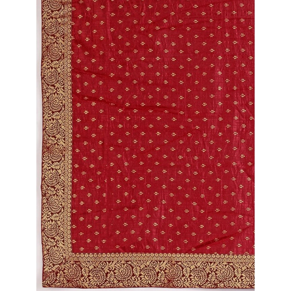 Women's Vichitra Bandhini Saree With Unstitched Blouse (Maroon, 5-6 Mtrs)