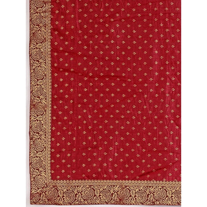 Women's Vichitra Bandhini Saree With Unstitched Blouse (Maroon, 5-6 Mtrs)