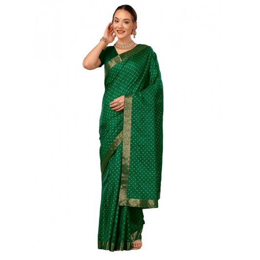 Women's Vichitra Bandhini Saree With Unstitched Blouse (Green, 5-6 Mtrs)