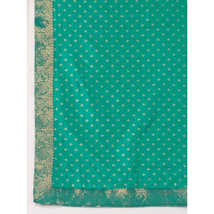 Women's Vichitra Bandhini Saree With Unstitched Blouse (Rama Green, 5-6 Mtrs)