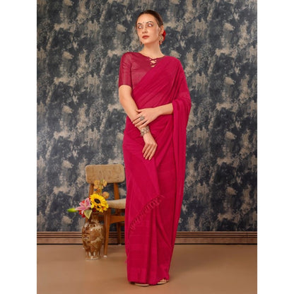 Women's Chiffon Fabric Line Saree With Unstitched Blouse (Pink, 5-6 Mtrs)