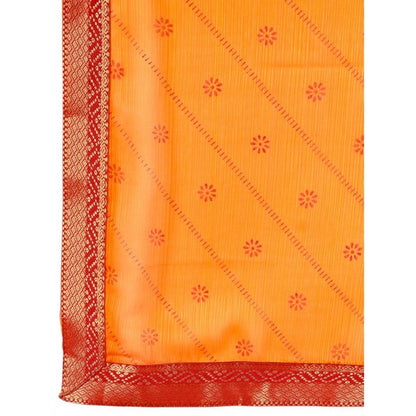 Women's Zomto Bandhini Saree With Unstitched Blouse (Yellow, 5-6 Mtrs)