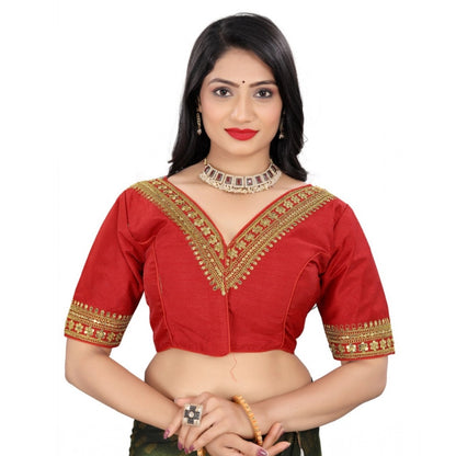 Generic Women's Banglory Embroidery Readymade Blouse (Red, Size: Free Size)