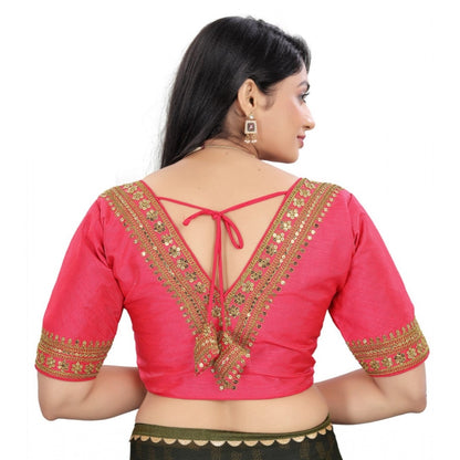 Generic Women's Banglory Embroidery Readymade Blouse (Pink, Size: Free Size)