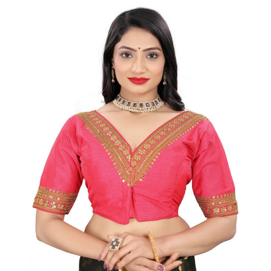 Generic Women's Banglory Embroidery Readymade Blouse (Pink, Size: Free Size)