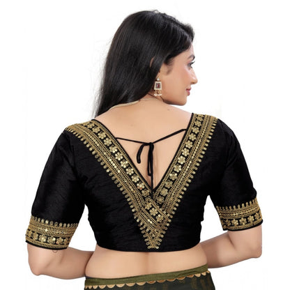 Generic Women's Banglory Embroidery Readymade Blouse (Black, Size: Free Size)