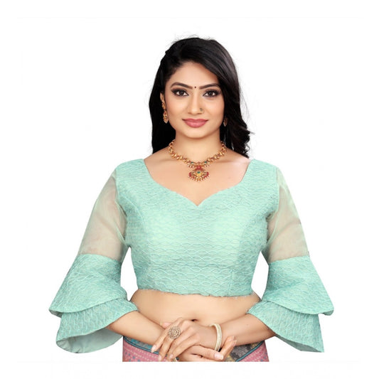 Generic Women's Organza Embroidery Readymade Blouse (Mint Green, Size: Free Size)