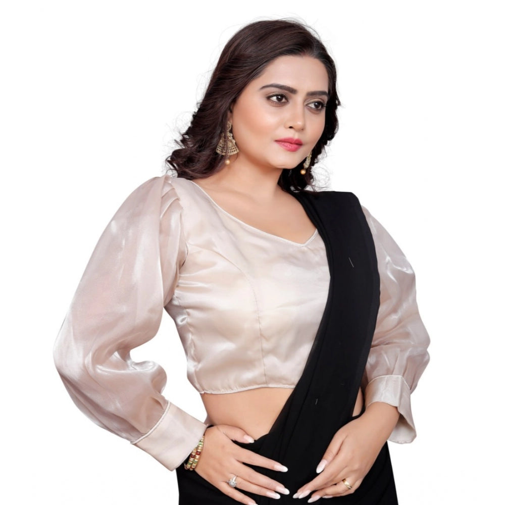 Generic Women's Organza Plain Readymade Blouse (Black, Size: Free Size)