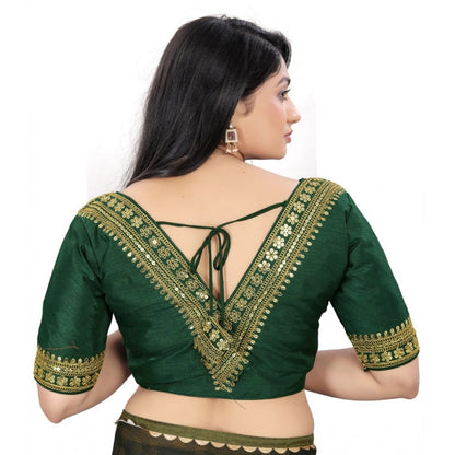 Generic Women's Banglory Embroidery Readymade Blouse (Green, Size: Free Size)